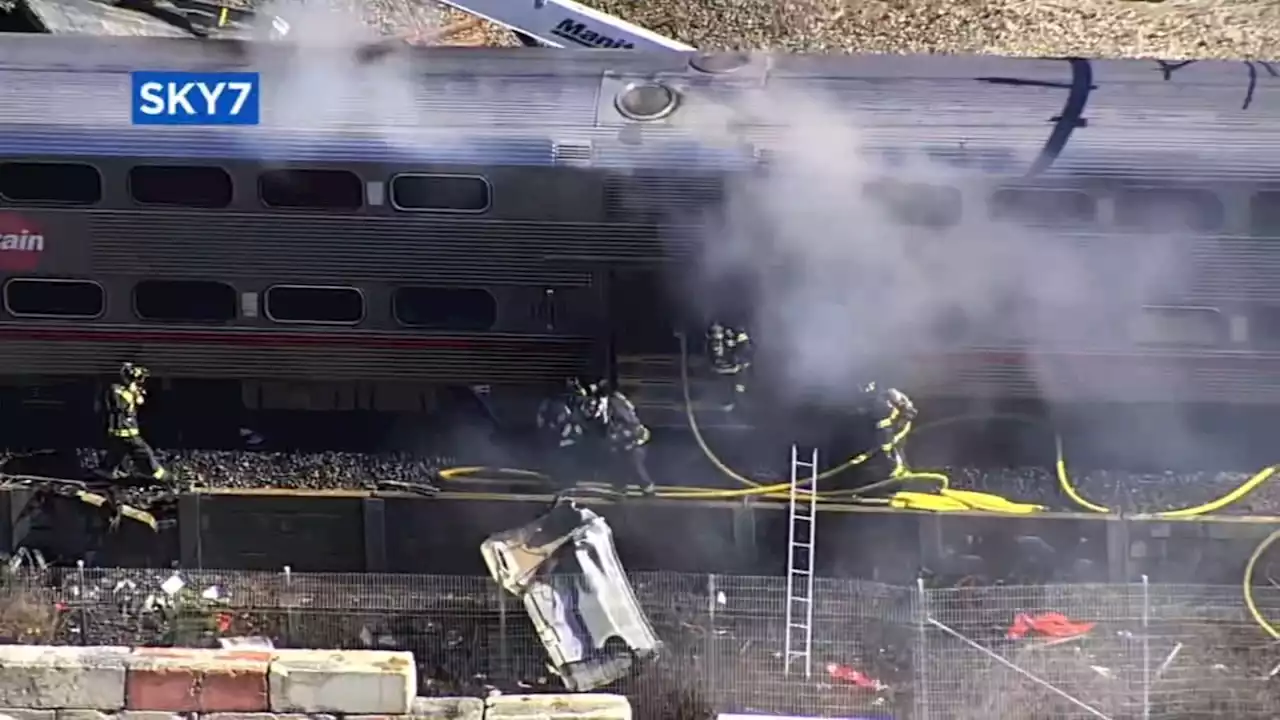 Caltrain involved in fiery crash with truck in San Bruno, 13 injured; investigation underway