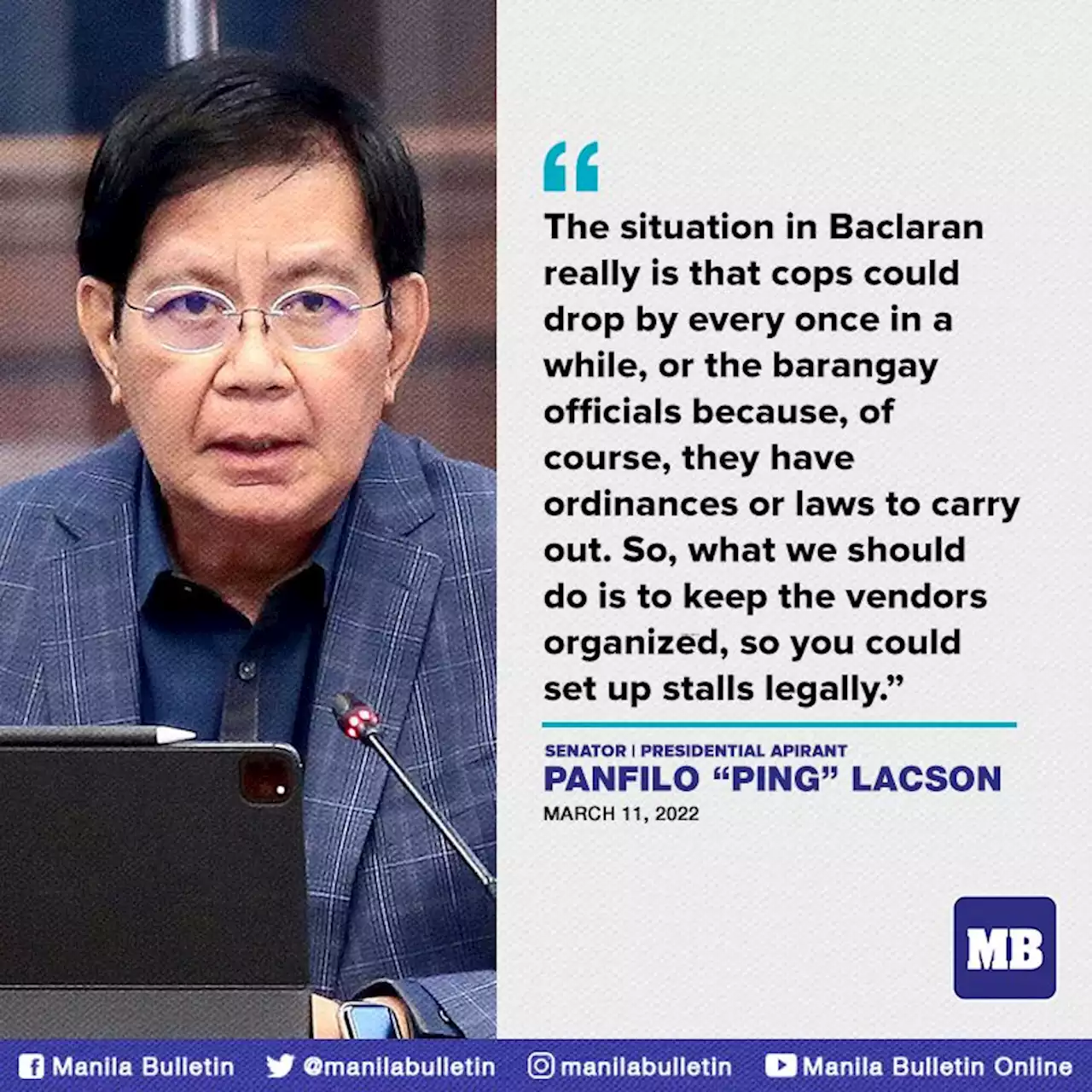 Lacson hopes Baclaran vendors organize themselves