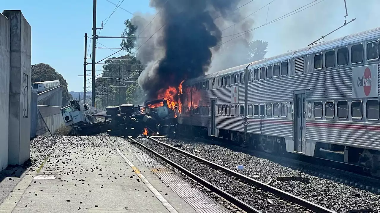 Caltrain Involved in Fiery Crash With Vehicle in San Bruno; 2 People Taken to Hospital