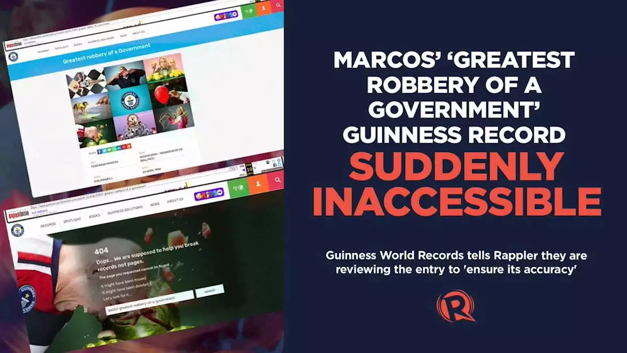 Marcos’ ‘greatest robbery of a government’ Guinness record suddenly inaccessible