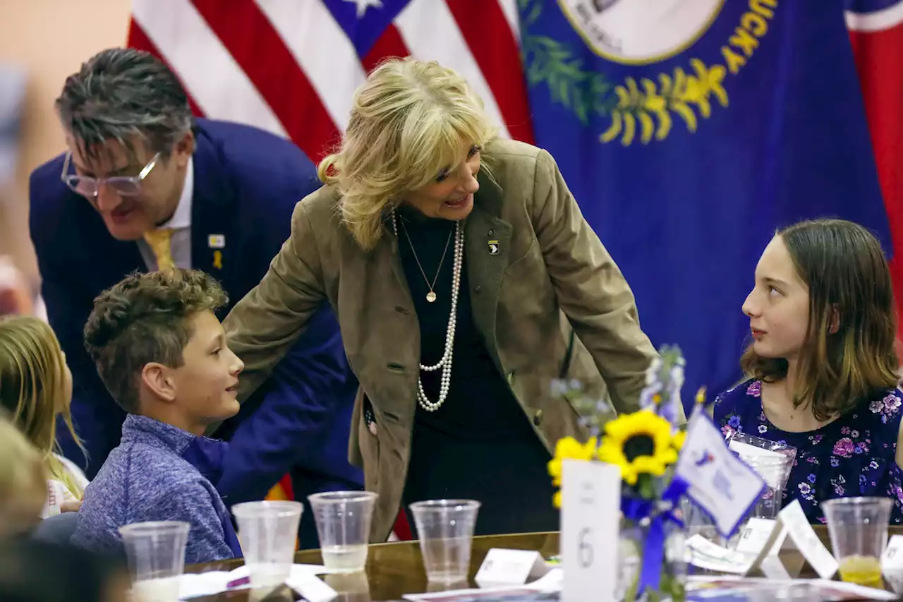 Jill Biden visits the nervous families of U.S. soldiers shipped out to help in Ukraine crisis