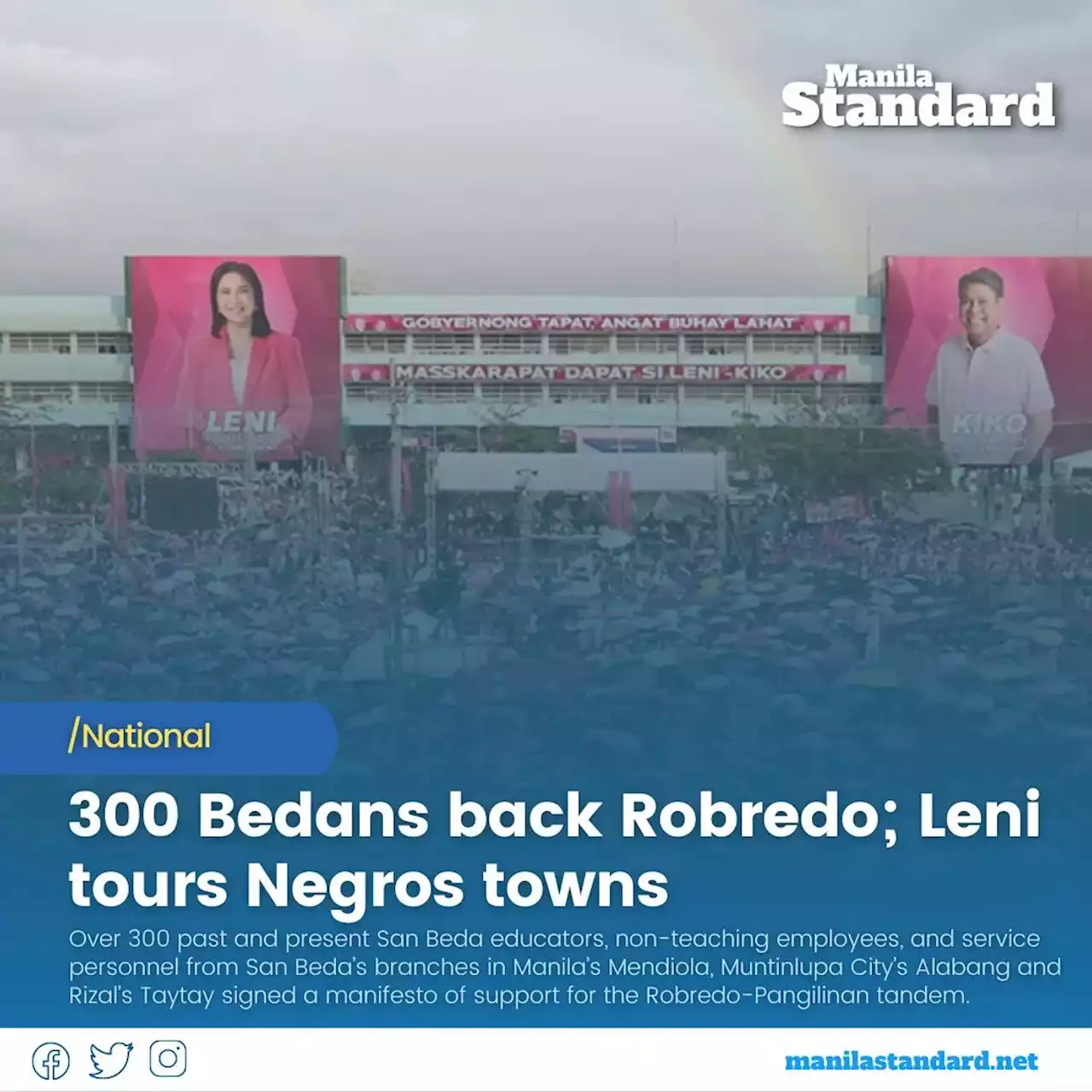 300 Bedans back Robredo; Leni tours Negros towns