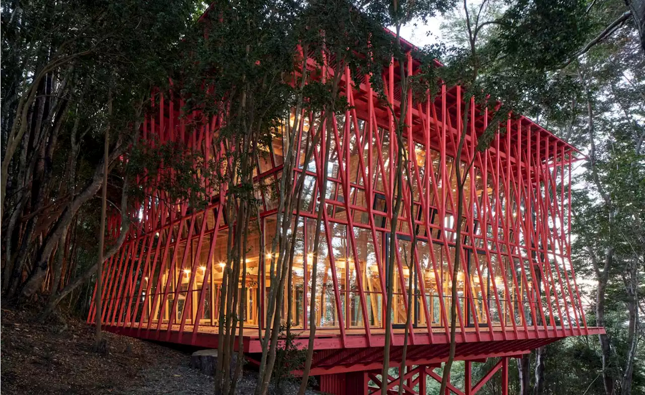 Red house on stilts offers modern take on Chilean tradition