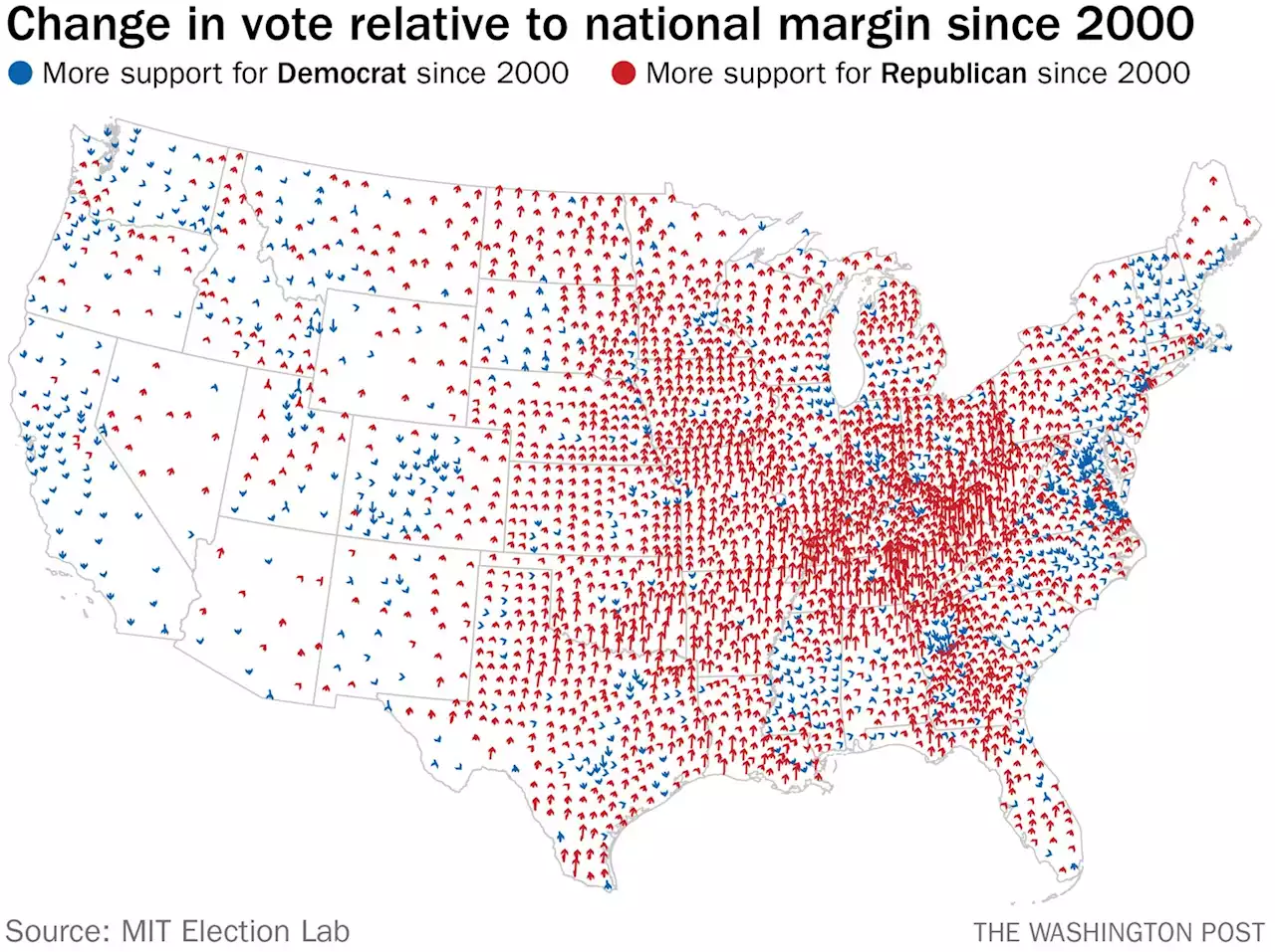 Analysis | What the political shift in rural counties looks like since 2000