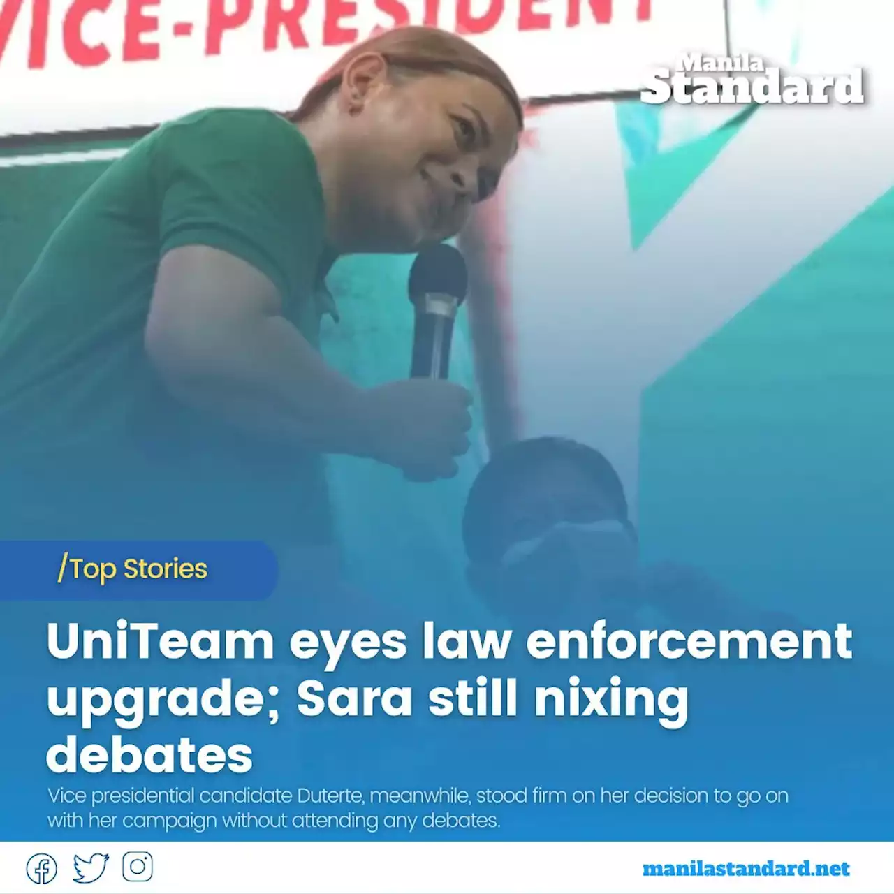 UniTeam eyes law enforcement upgrade; Sara still nixing debates