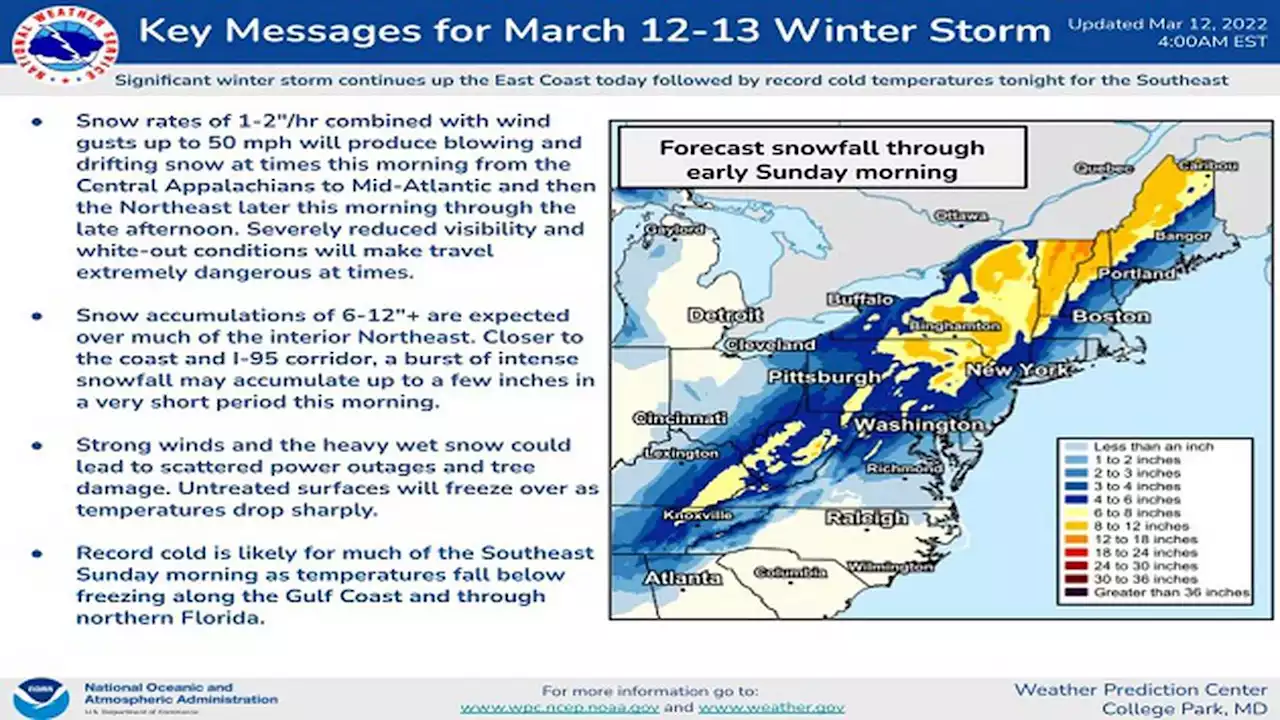 Late winter storm brings snow, freezing temperatures to East Coast