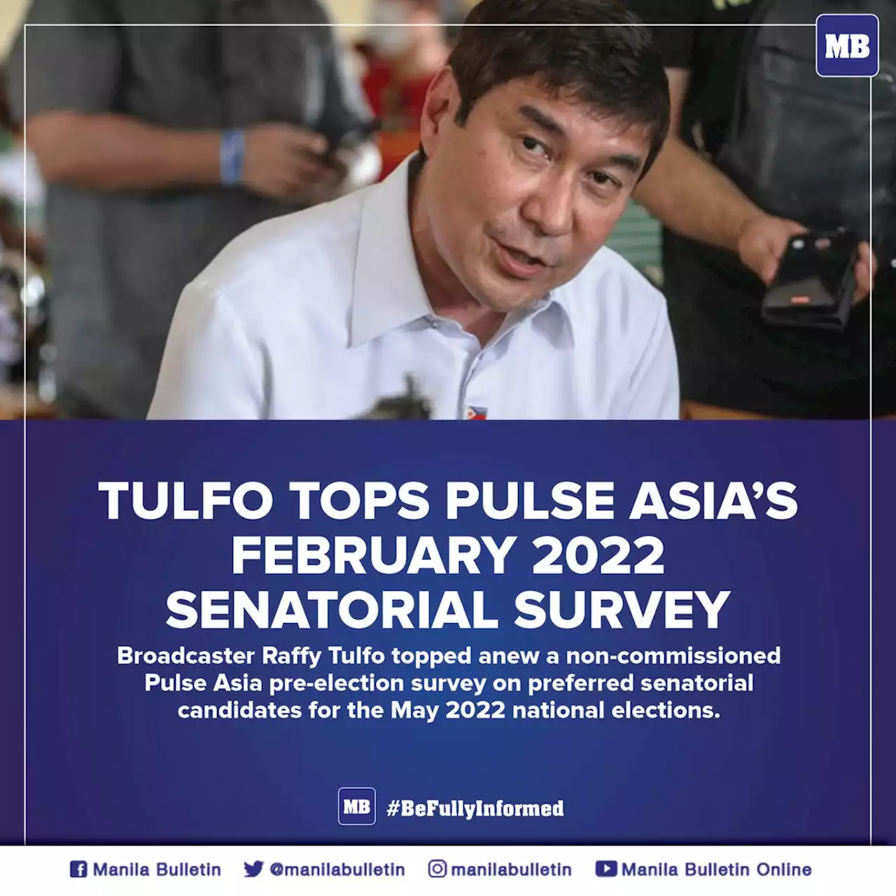 Tulfo tops Pulse Asia's February 2022 senatorial survey