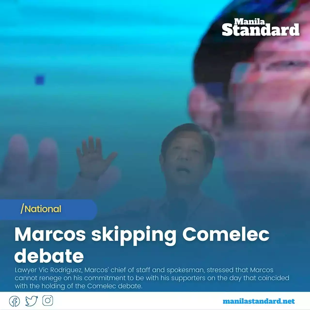 Marcos skipping Comelec debate