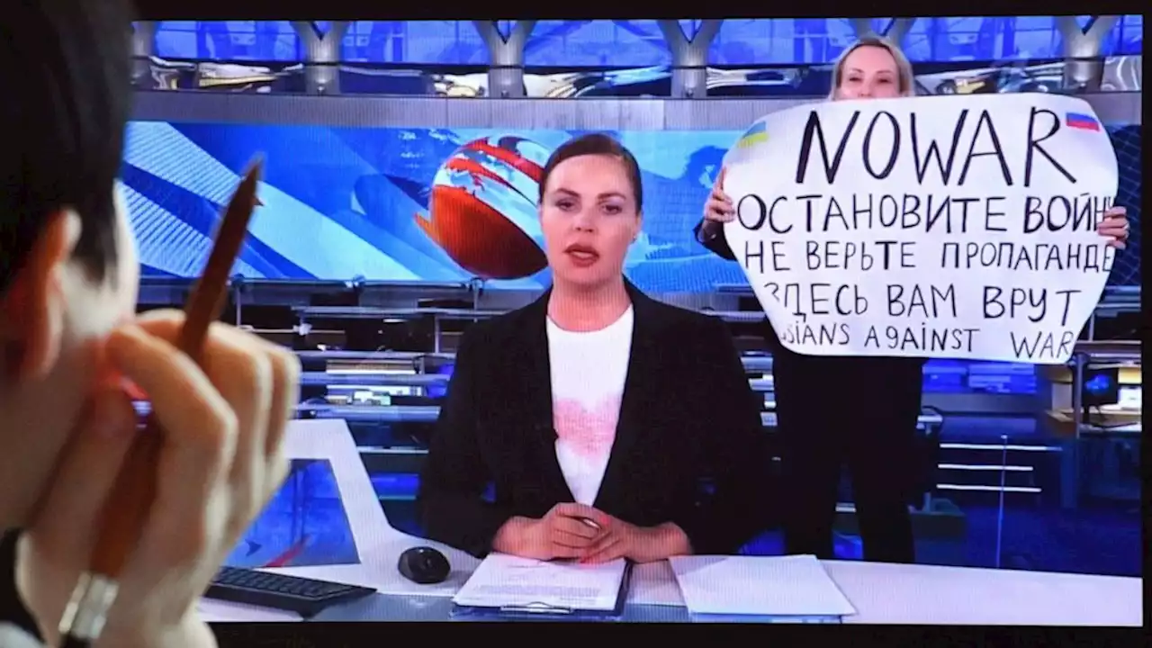 Anti-war protester who crashed Russian TV broadcast appears in Moscow court