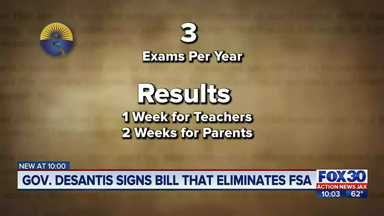 Governor Ron DeSantis signed a bill today that eliminates the Florida standards assessments, or FSA