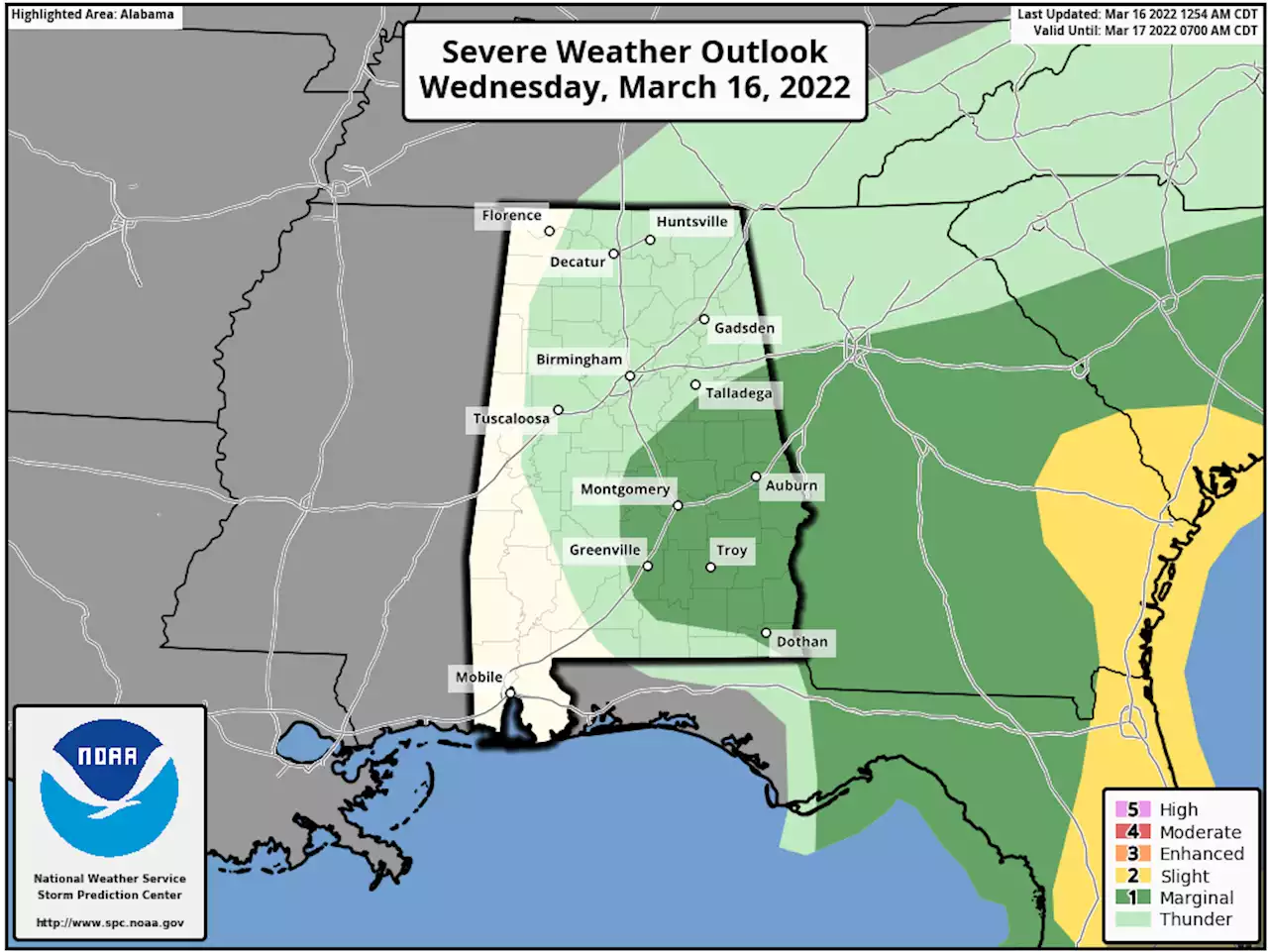 Scattered Showers and A Few Strong Storms Today - Alabama News