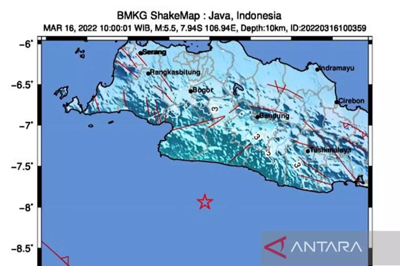 Gempa M 5,5 di Jawa Barat sebabkan guncangan sedang