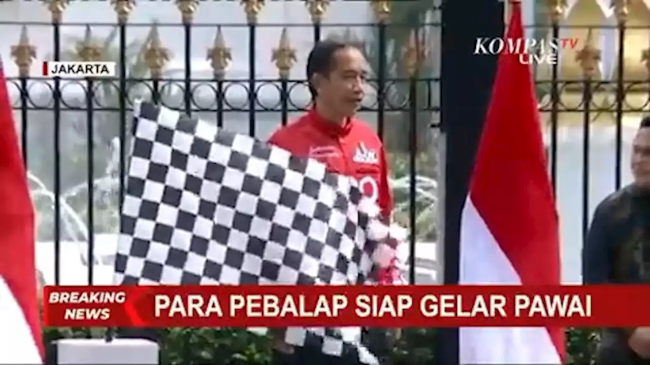 Detik-detik Presiden Jokowi Kibarkan Bendera Start, Tanda Dimulainya Parade Pebalap MotoGP!