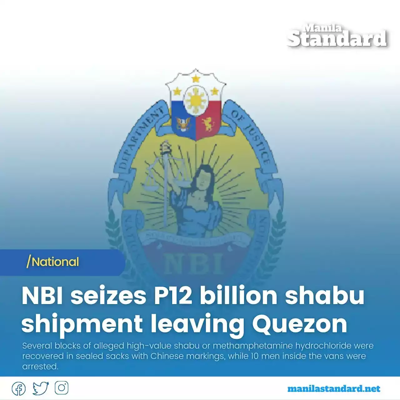 NBI seizes P12 billion shabu shipment leaving Quezon