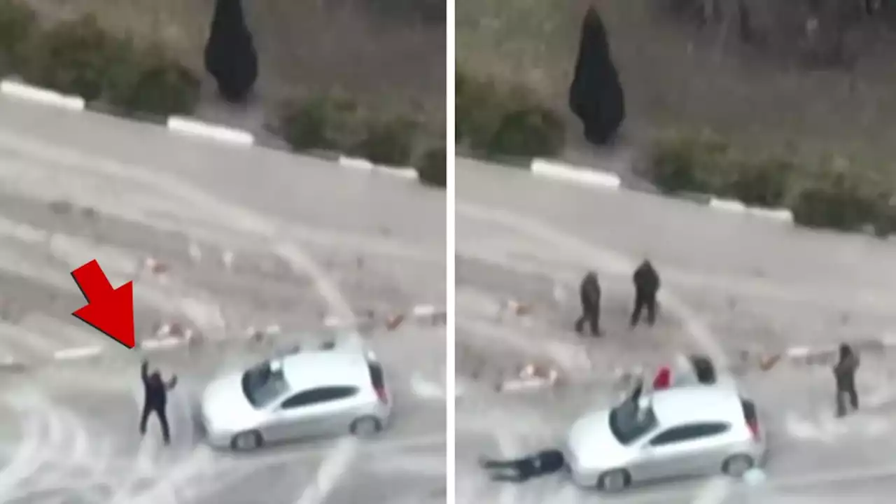 Russian Soldiers Execute Civilian with His Hands Up