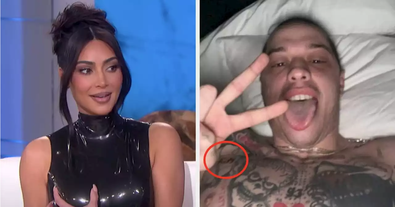 Kim Kardashian Revealed Pete Davidson Got Her Name Scarred Onto His Chest With A Branding Iron And A Tattoo That Says “My Girl Is A Lawyer”