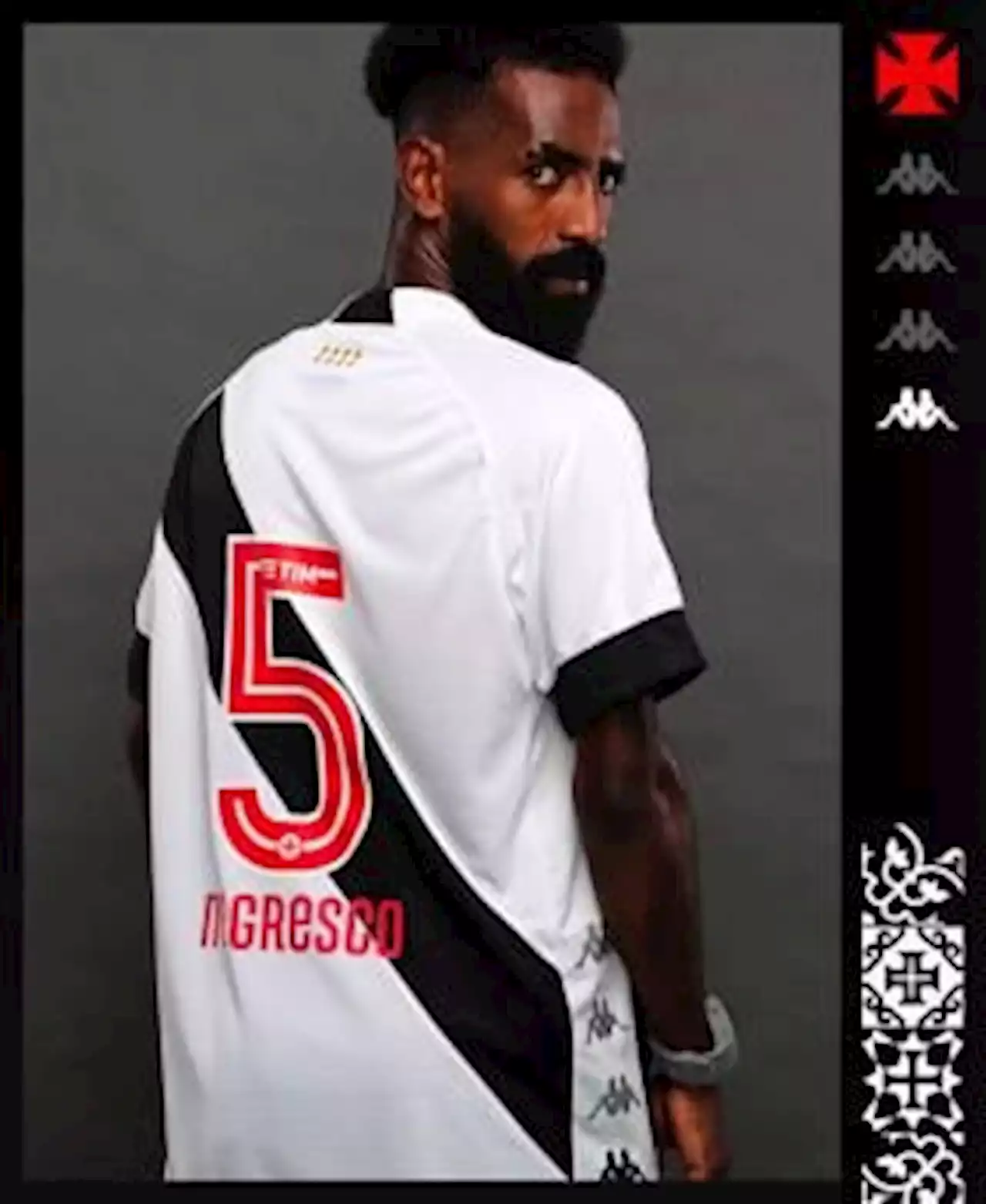 Vasco apresenta novo uniforme branco com faixa diagonal nas costas