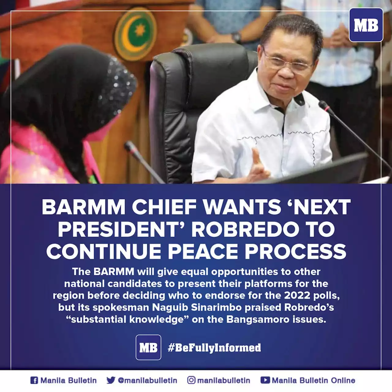 BARMM chief wants ‘next president’ Robredo to continue peace process