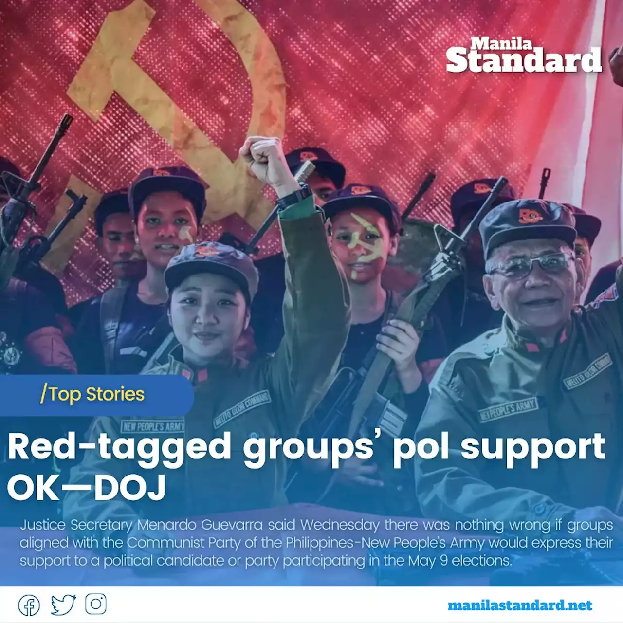 Red-tagged groups’ pol support OK—DOJ