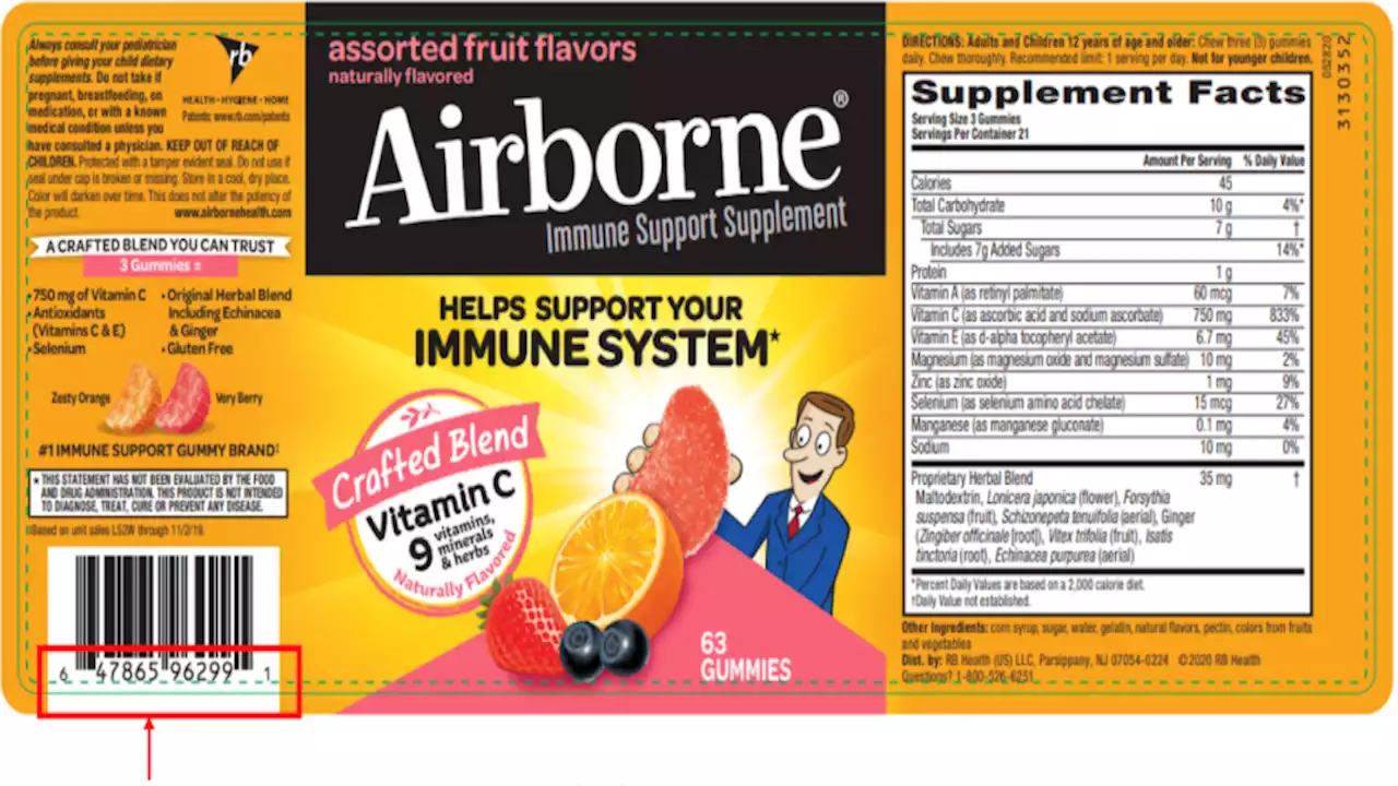 Airborne Recalls 3.7 Million Bottles of Gummies Over 'Injury Hazard'