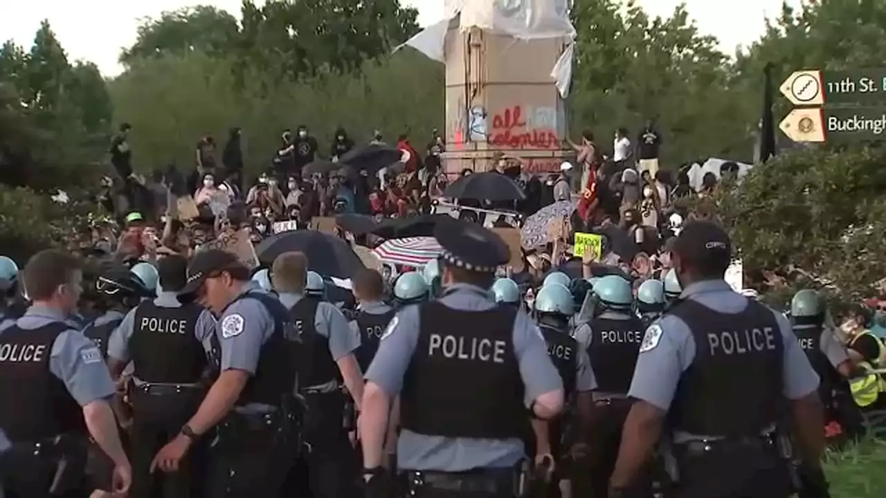 CPD officer who hit activist during chaotic Grant Park Columbus statue rally faces dismissal