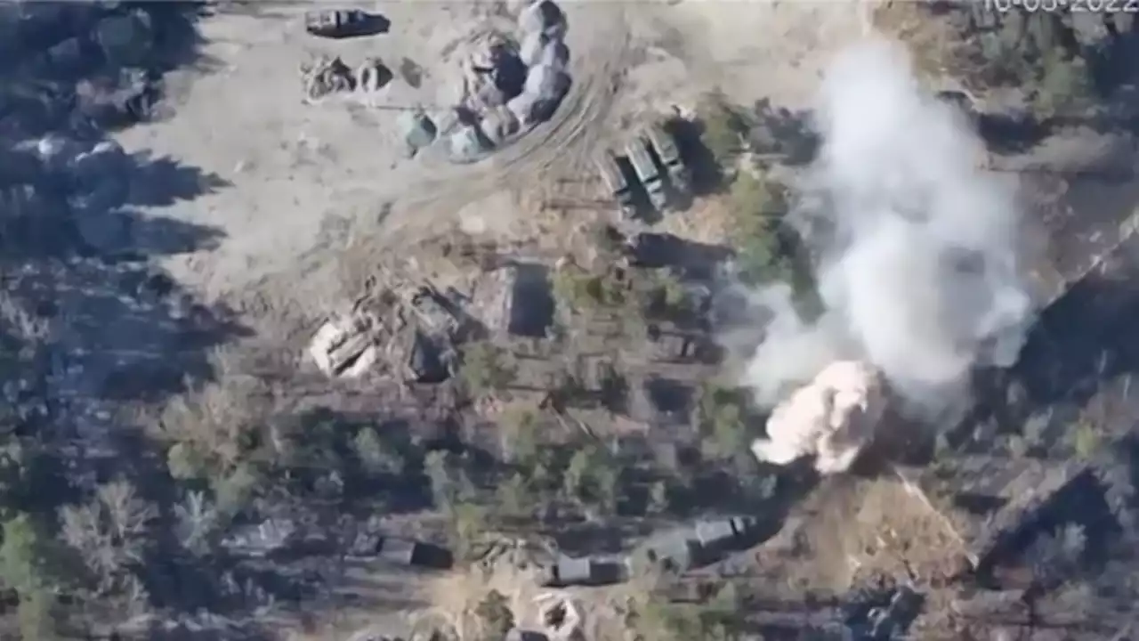 Ukraine releases drone footage of artillery attacks on Russian post near Kyiv