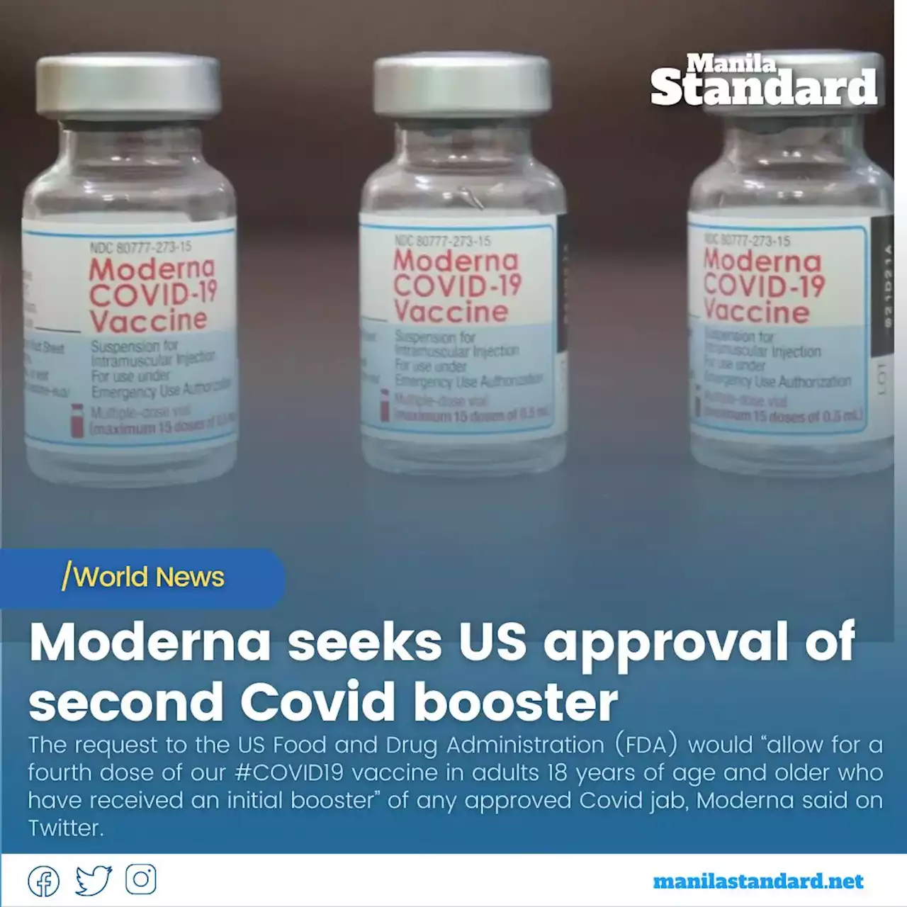 Moderna seeks US approval of second Covid booster