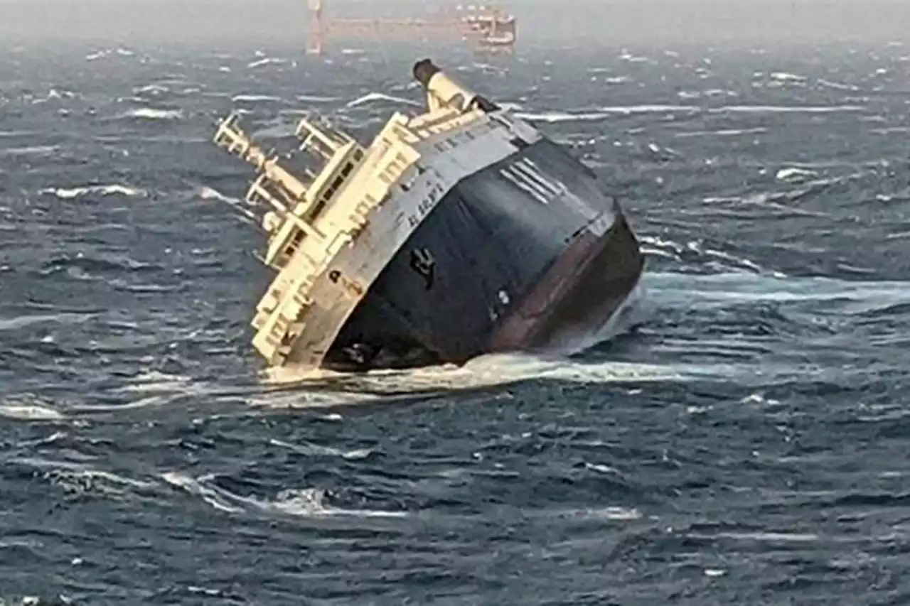 Massive cargo ship carrying cars sinks in Persian Gulf off Iran