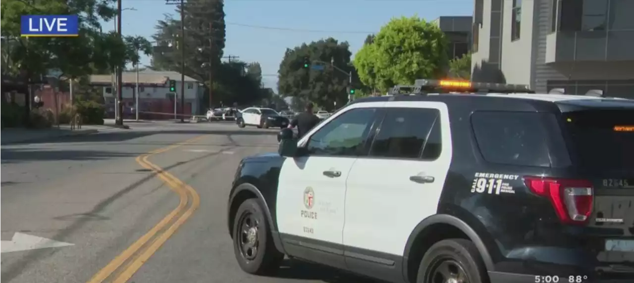 LAPD Respond To Looters At Burning Walmart