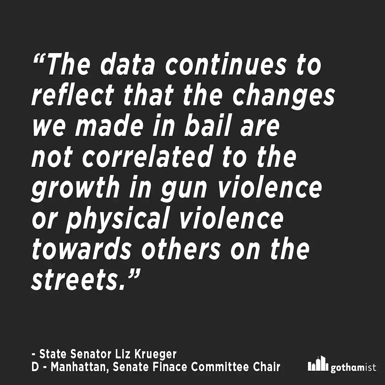 Spike in violence unrelated to NY bail reforms, Sen. Krueger says