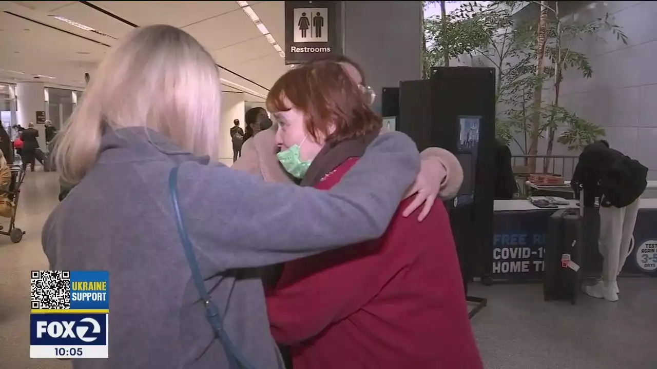 Ukrainian woman escapes Lviv, reunites with daughters at SFO airport