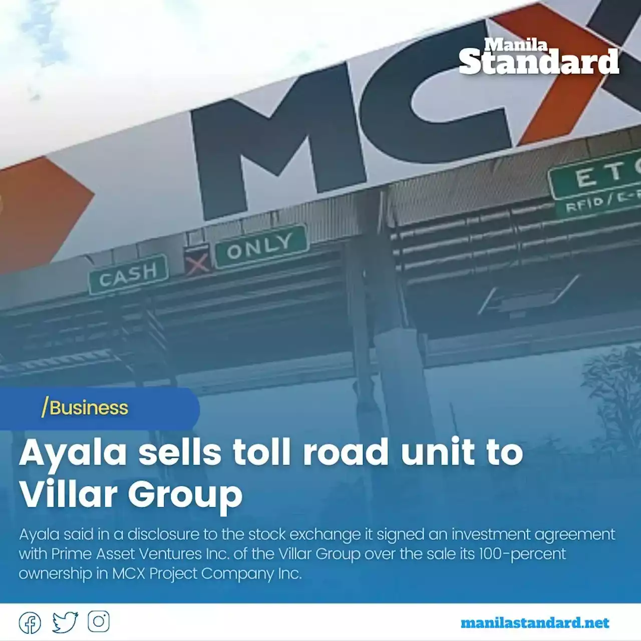 Ayala sells toll road unit to Villar Group