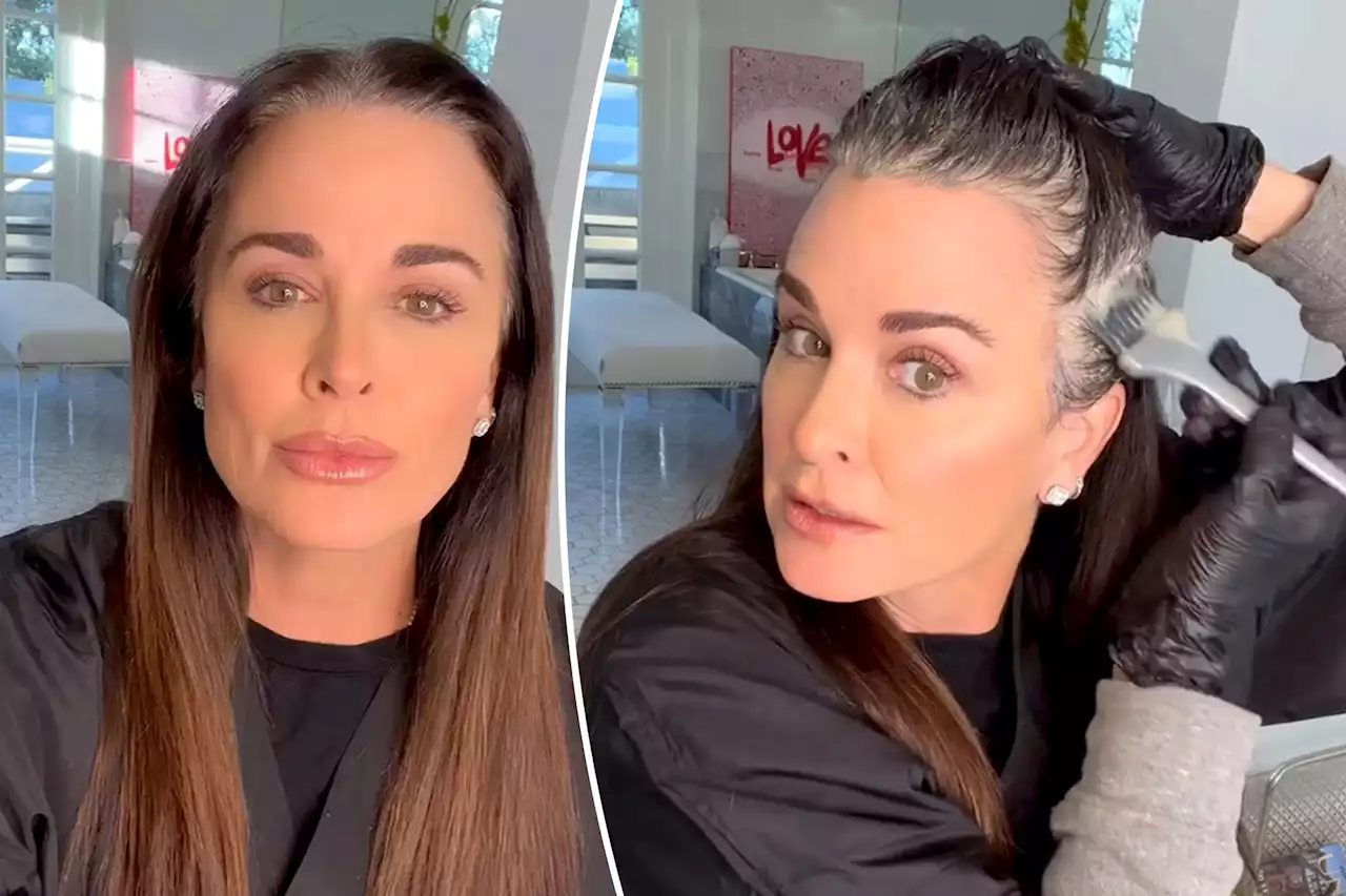 Kyle Richards shows how she dyes her gray roots in haircare video