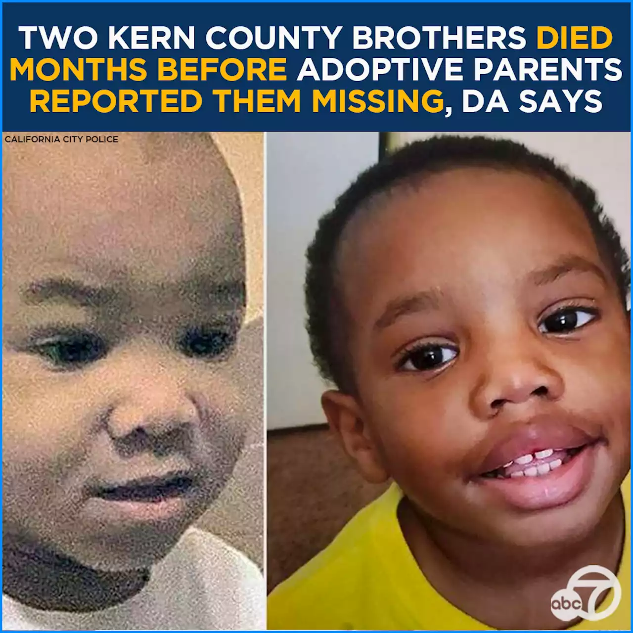 2 young Kern County brothers died 3 months before adoptive parents reported them missing, DA says