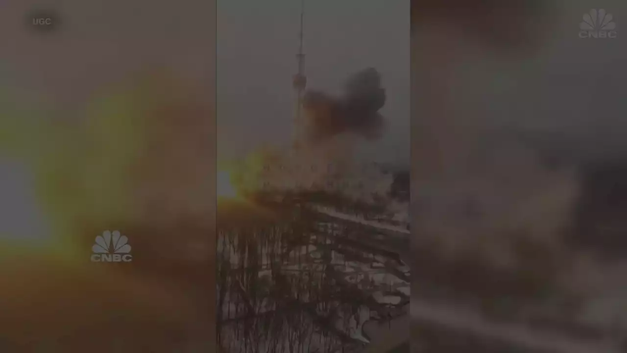 Ukraine says Russia has struck a TV tower in Kyiv