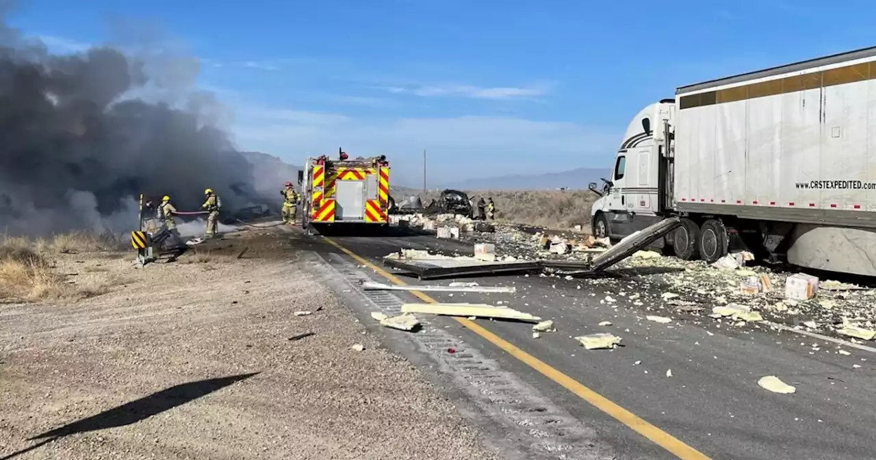 Accident, fire forces closure of I-80 near Grantsville