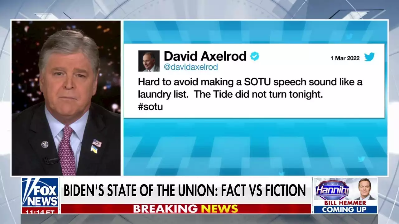 Sean Hannity says Biden's State of the Union address 'defined America last, not America first'