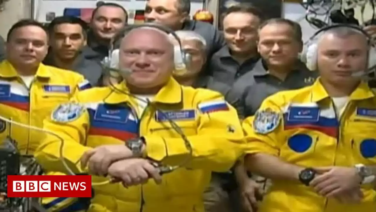 Russia denies cosmonauts board space station in Ukrainian colours