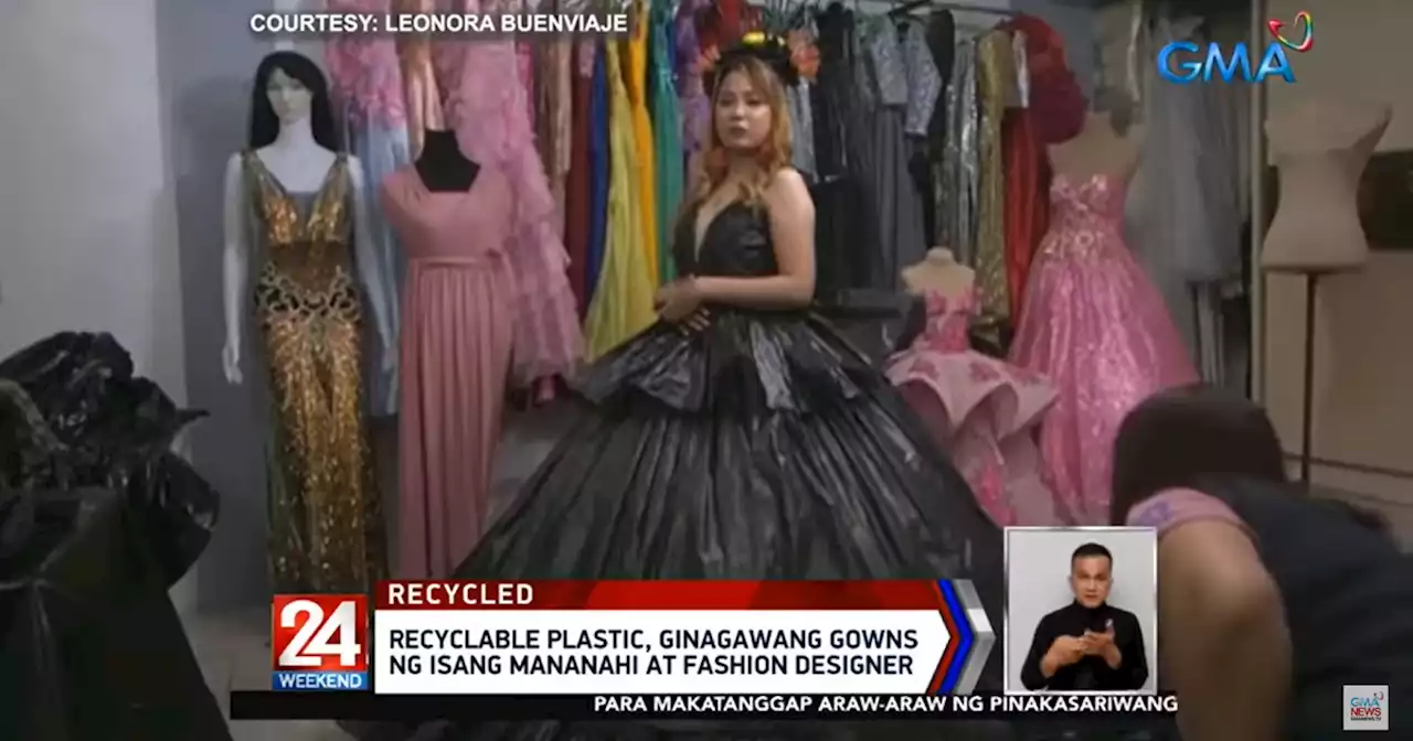 This seamstress in Rizal creates gowns out of trash bags, bubble wrap