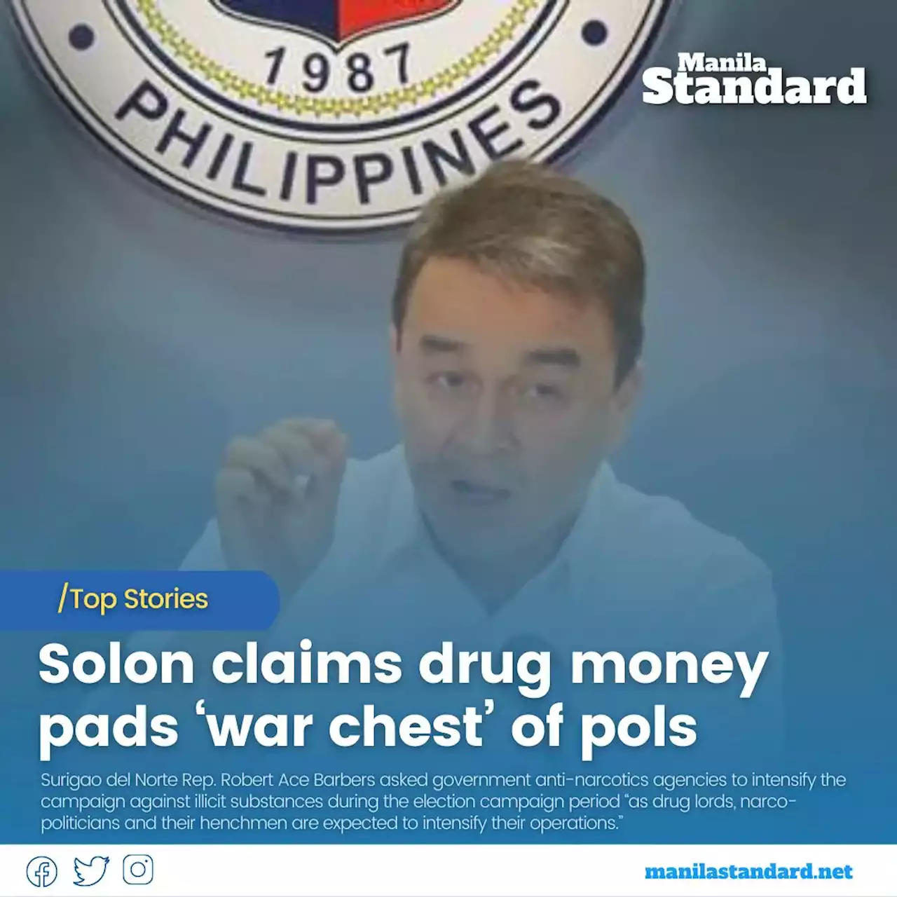 Solon claims drug money pads ‘war chest’ of pols