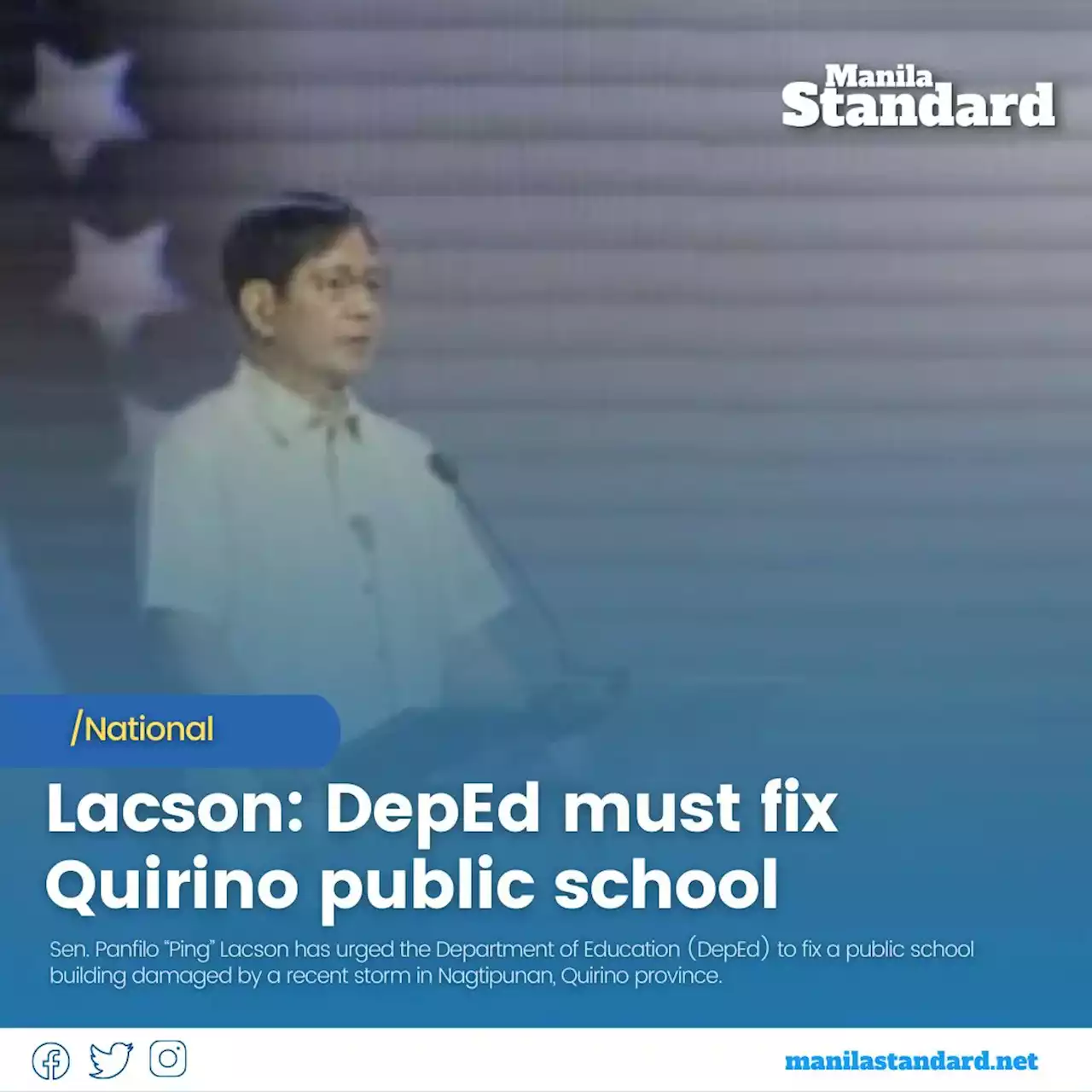 Lacson: DepEd must fix Quirino public school