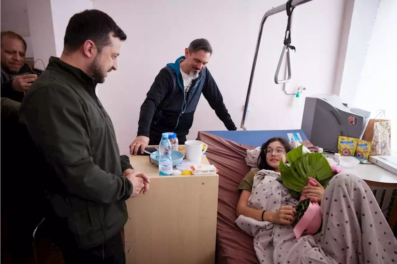 Ukrainian President Volodymyr Zelenskyy Visits Teen Gunfire Victim in Hospital