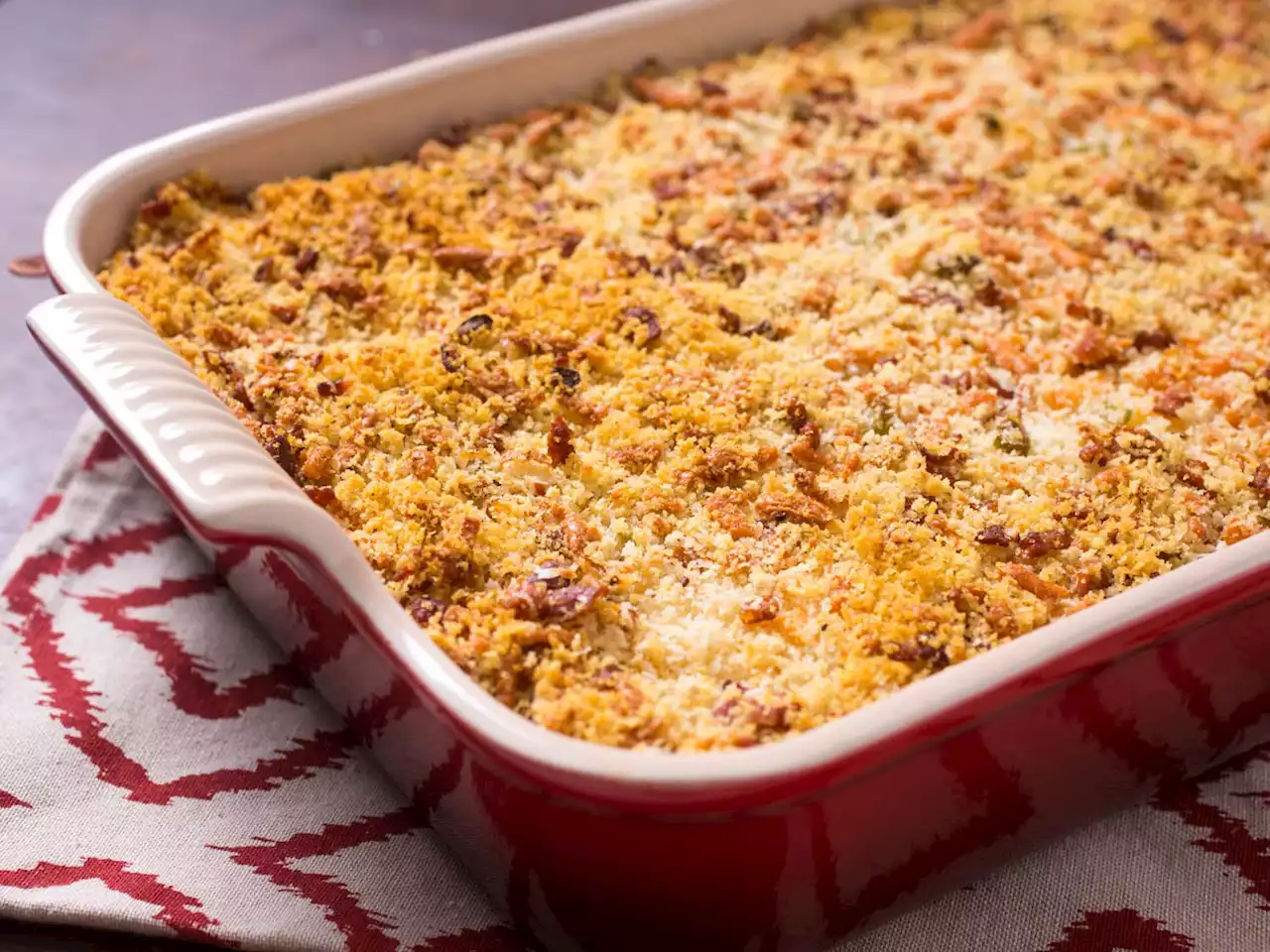 Crispy Mashed Potato Casserole With Bacon, Cheese, and Scallions Recipe