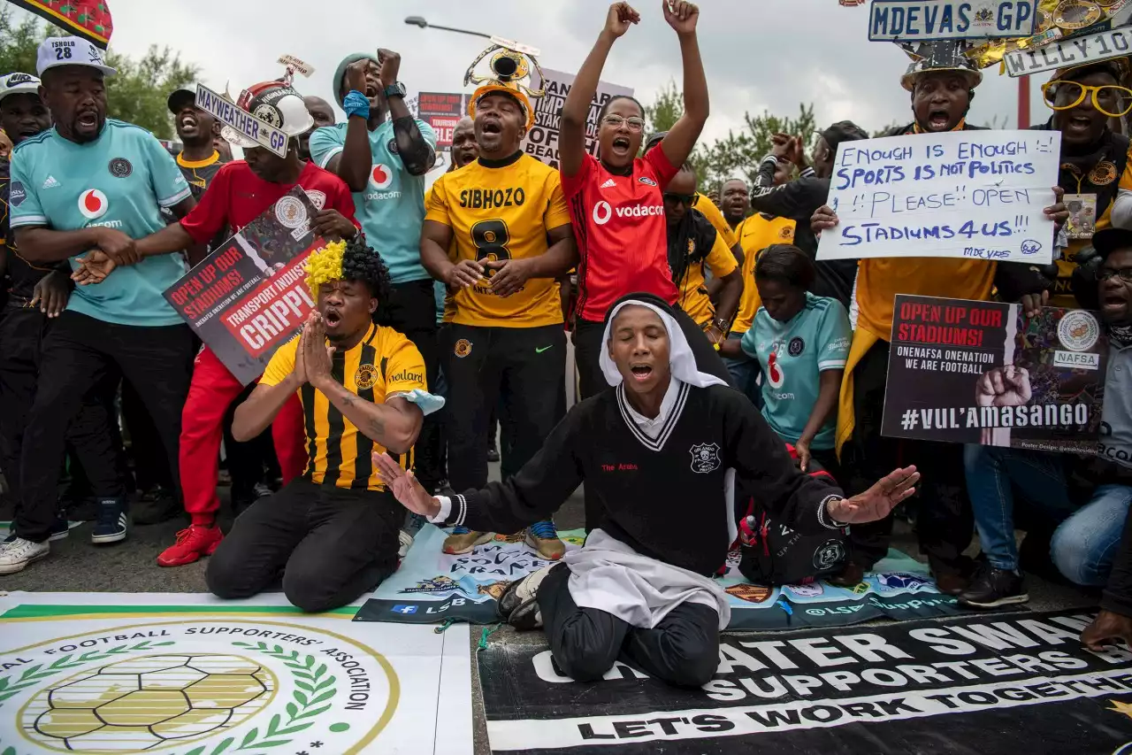 FAN BAN: Frustrated sport lovers demand that the Premier Soccer League reopen stadiums