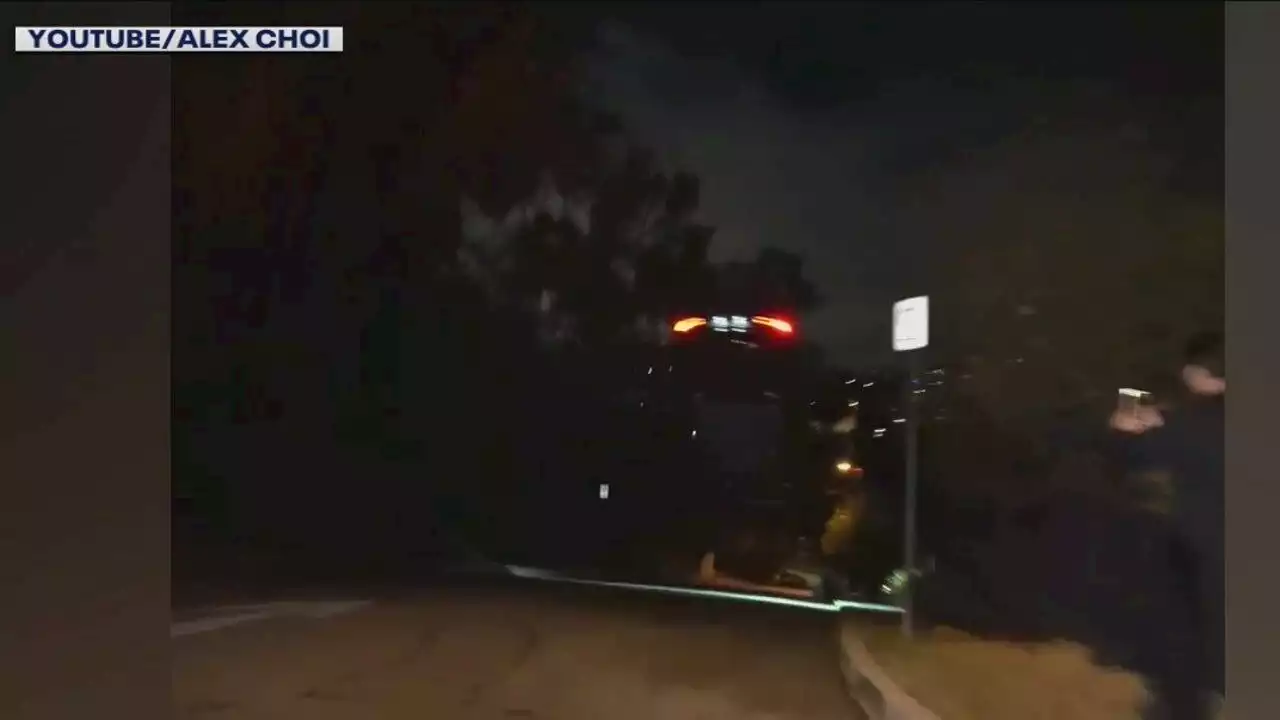 Viral video shows Tesla jumping 50 feet in air, crashing into another vehicle in Echo Park