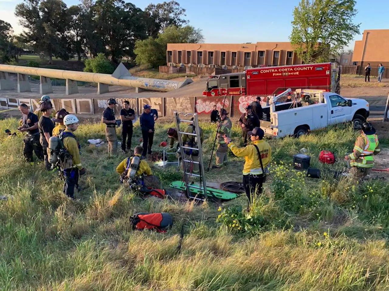 Antioch: Firefighters, police work to rescue man trapped in storm drain