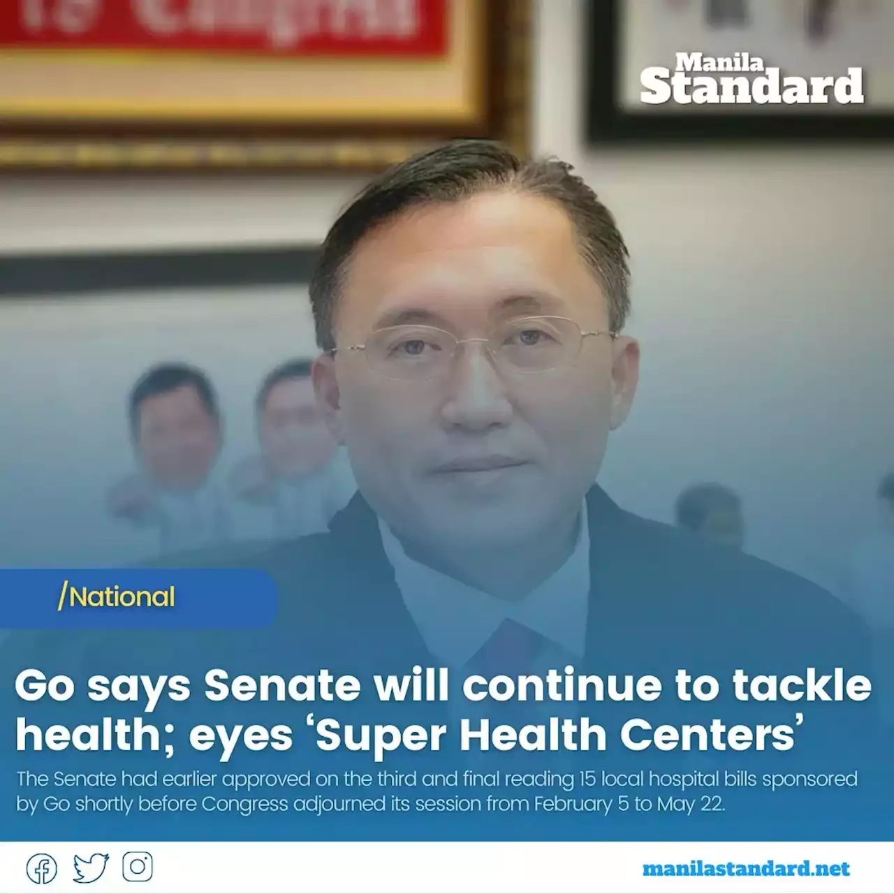 Go says Senate will continue to tackle health; eyes ‘Super Health Centers’