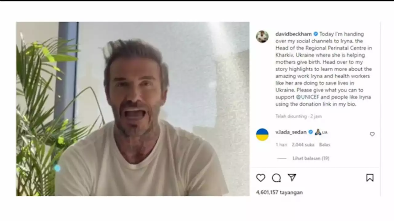 David Beckham Menyerahkan Akun Instagram-nya Kepada Dokter di Kharkiv