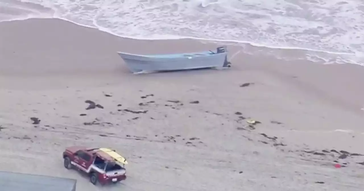 Abandoned panga boat washes ashore in Mission Bay