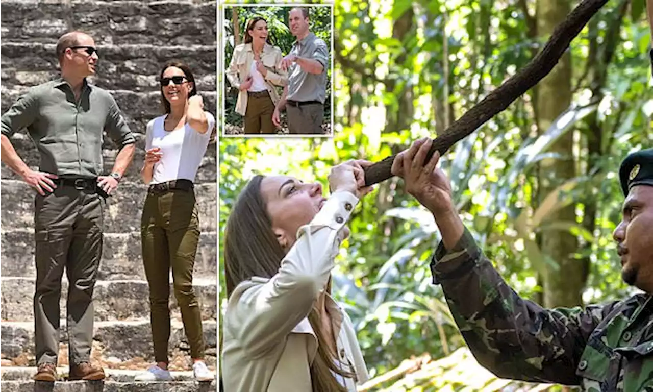 Kate dons khaki trousers and simple white T-shirt on third day of tour